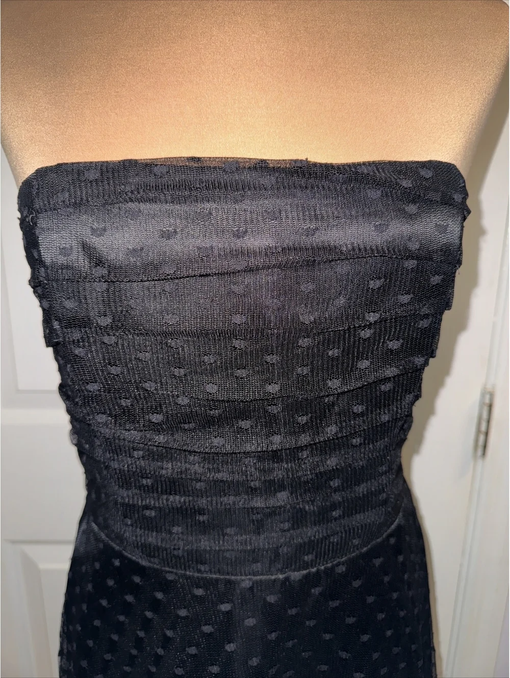 Scott Mcclintock Strapless Swiss Dot Mesh Flowy Overlay Dress Size 10 Chic Goth
